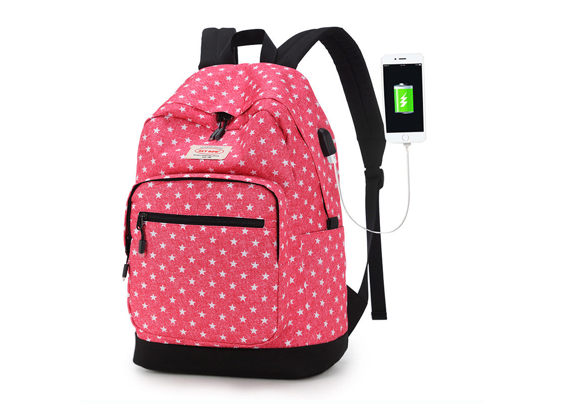 Outside USB charge hole student book bag