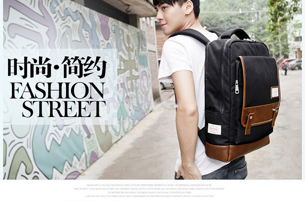 韩版双肩包电脑包模特展示
