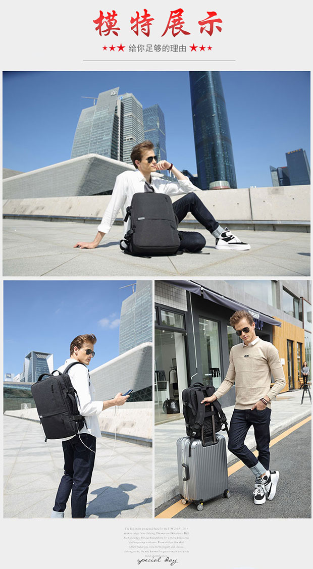 多功能外贸双肩电脑包模特